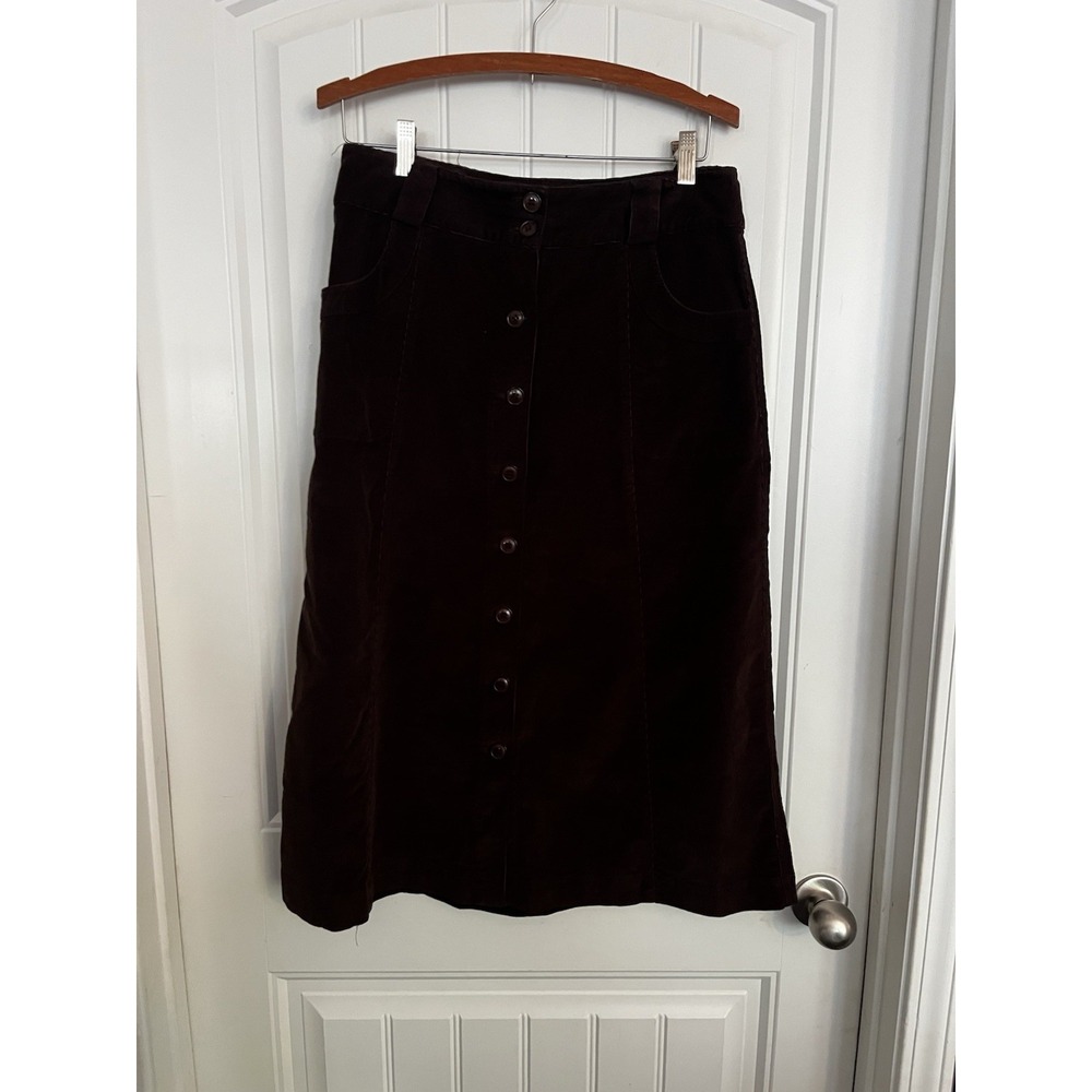 Christopher & Banks Skirt Womens 6 Chocolate Brown A-Line Midi Corduroy 713
